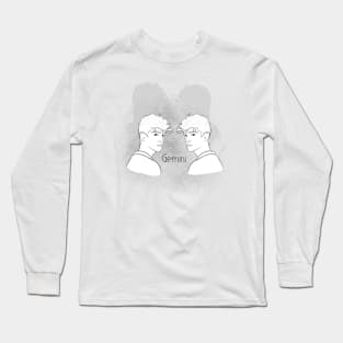 Zodiac sign Gemini - Black and white lineart Long Sleeve T-Shirt